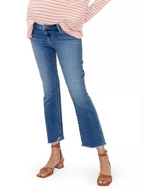 HATCH Under the Bump Crop Maternity Jeans in Dark Blue
